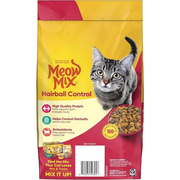 Meow Mix Hairball Control Dry Cat Food, 3.15 Pound Bag (Pack of 3) - Picture 2 of 4